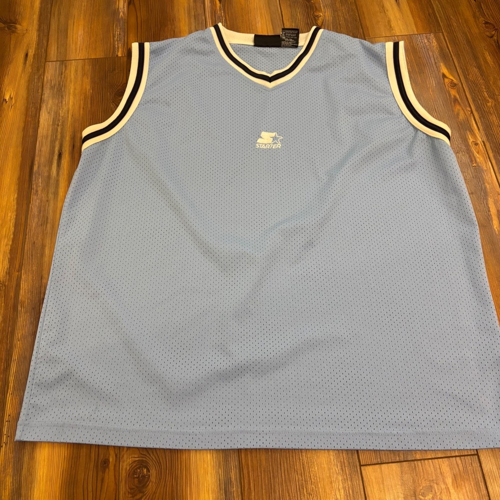 Vintage Starter Mens Mesh Jersey Tank Top Carolina Blue V-Neck Basketball XL S70